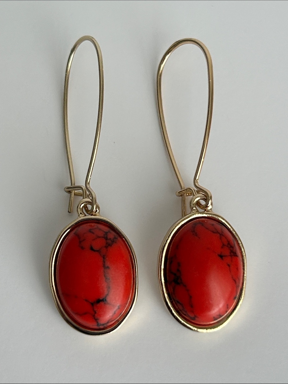Red Stone Drop Earrings like new